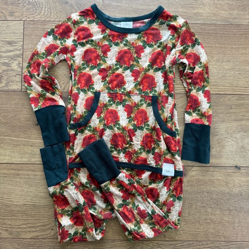 Ready Set Romper Bamboo baby sleeper 12-18-24 months girl roses pajamas front